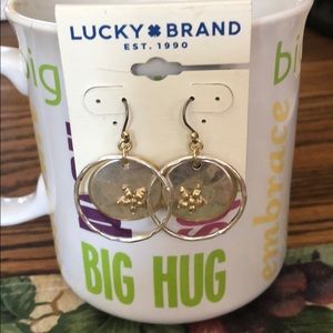 Lucky brand 2 tone triple dangling disc earrings
